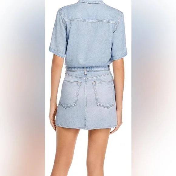 Rag & Bone Liquid Miramar Denim Look Mini Dress Women’s M - Picture 2 of 11